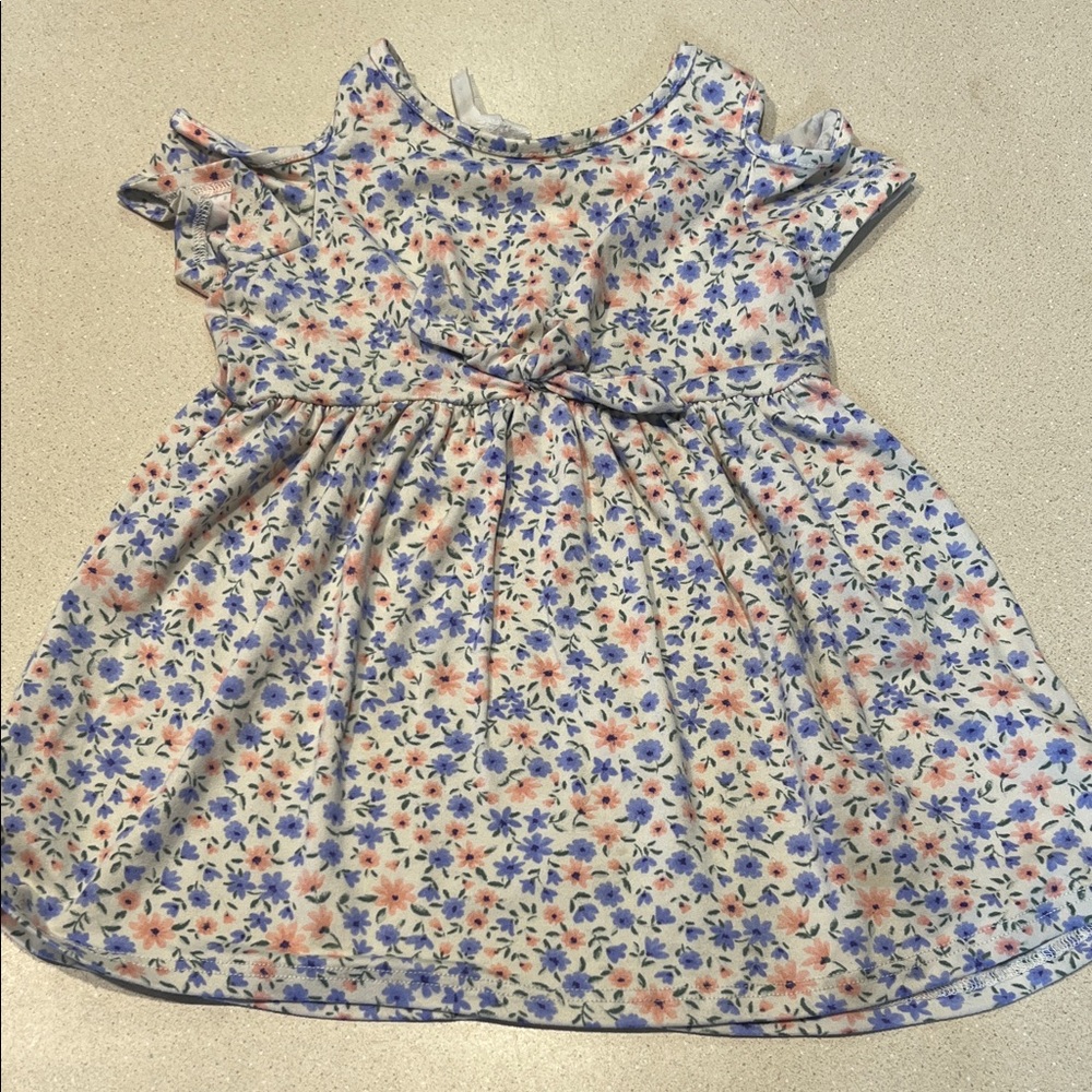 Floral Kids Dress in Blue and Pink